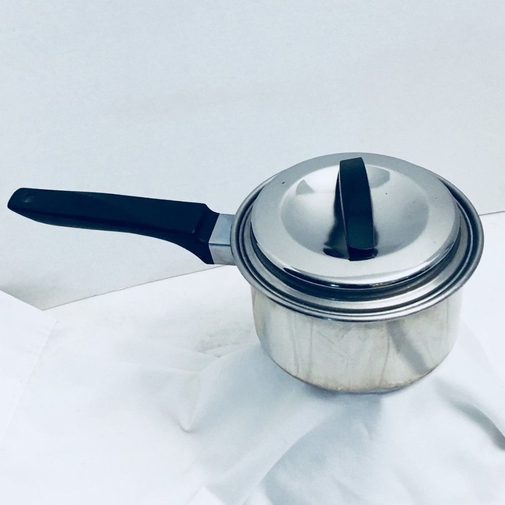 Vintage Flint Ekso heat core 1 quart saucepan sauce pan cookware stainless steel